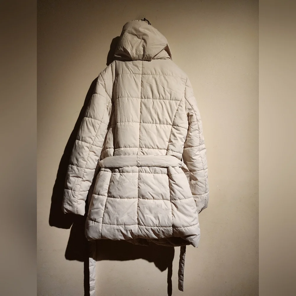 Women's Water Repellent Puffer Coat Jacket with Belt - Picture 5 of 6